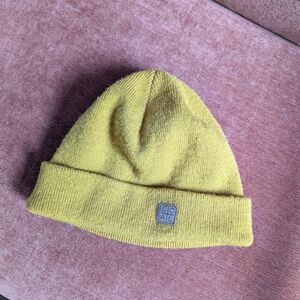 Yellow Knit Beanie with Folded Brim